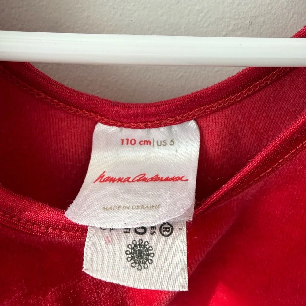 Hanna Andersson Red Velour Long-Sleeve Scoop Neck Skater Dress 5